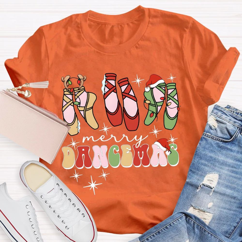 Merry Dancemas Christmas Dancing Shoes Dance Teacher Christmas T-shirt