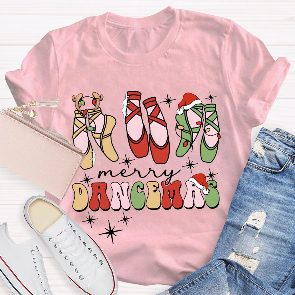 Merry Dancemas Christmas Dancing Shoes Dance Teacher Christmas T-shirt