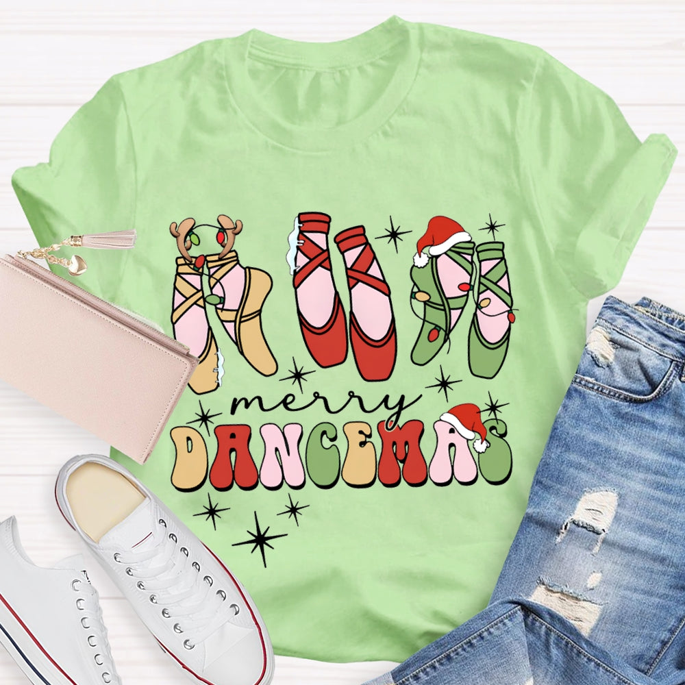 Merry Dancemas Christmas Dancing Shoes Dance Teacher Christmas T-shirt
