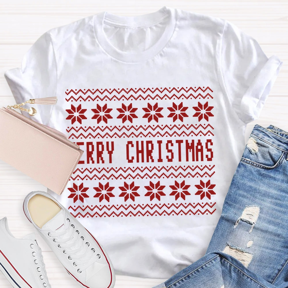 Merry Christmas Waves And Small Flowers T-shirt