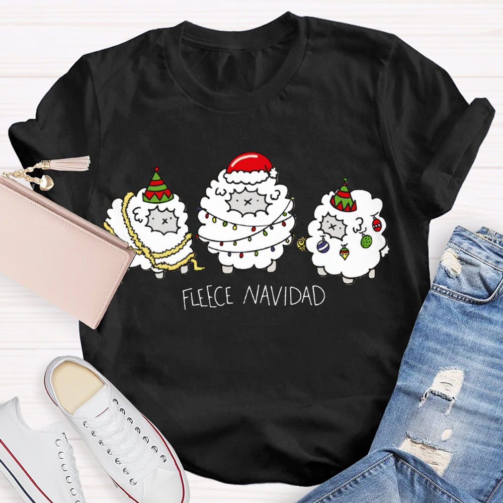 Fleece Navidad Bilingual Teacher Christmas Sheep T-shirt