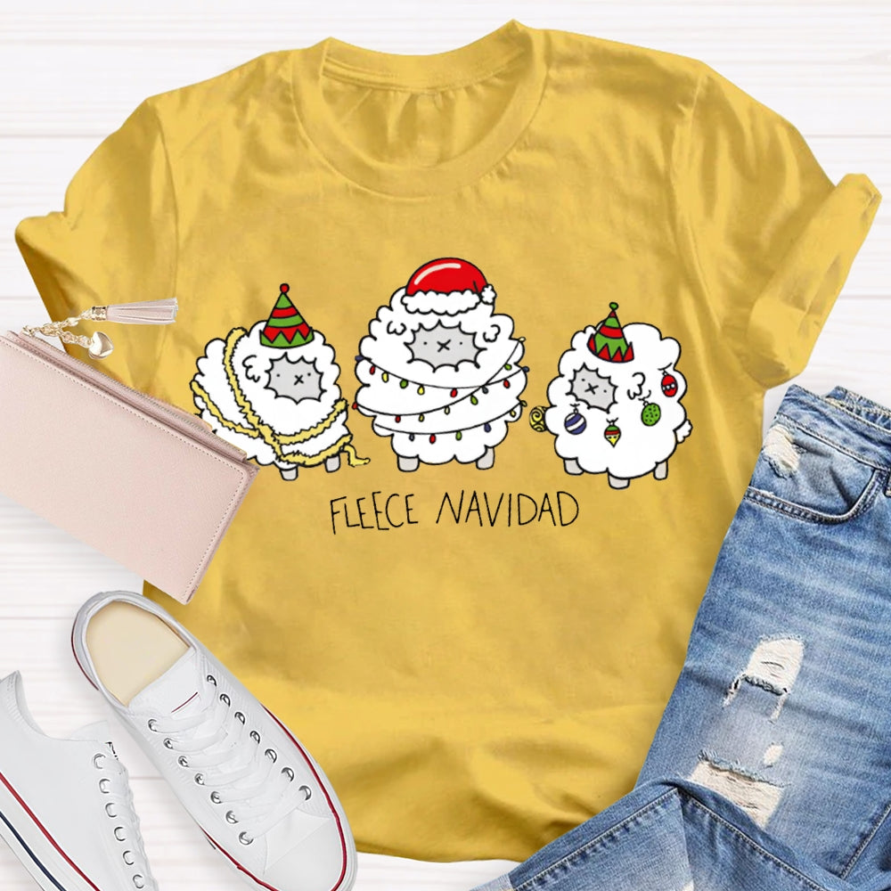 Fleece Navidad Bilingual Teacher Christmas Sheep T-shirt
