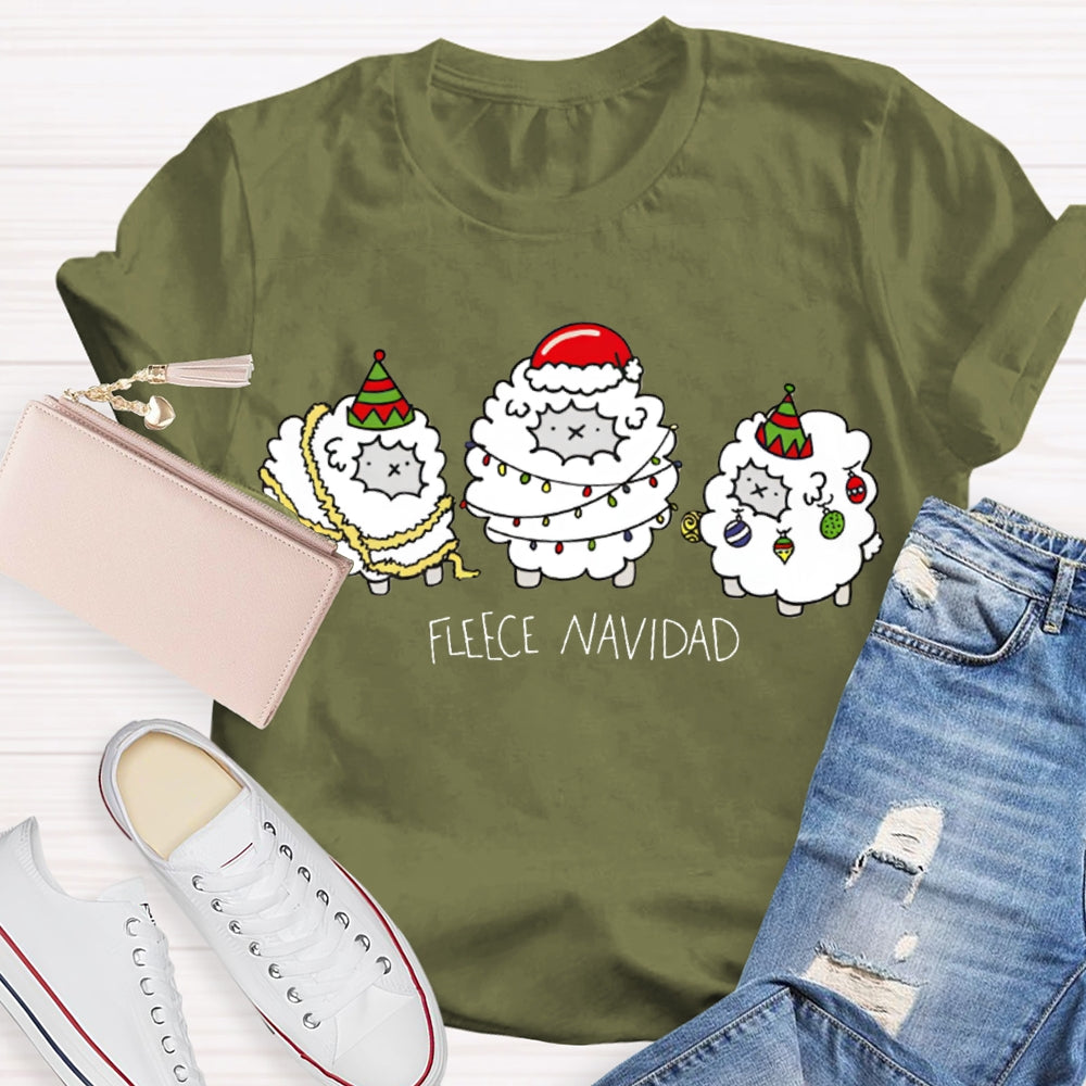 Fleece Navidad Bilingual Teacher Christmas Sheep T-shirt