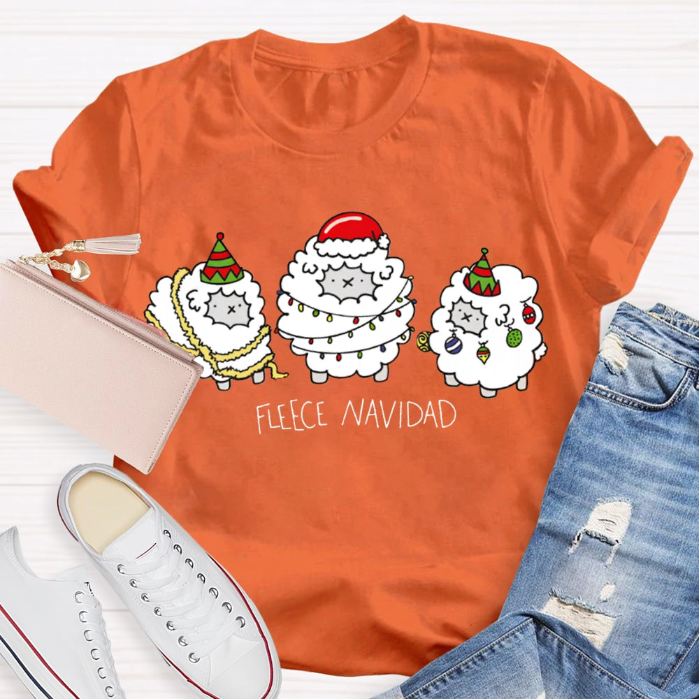 Fleece Navidad Bilingual Teacher Christmas Sheep T-shirt