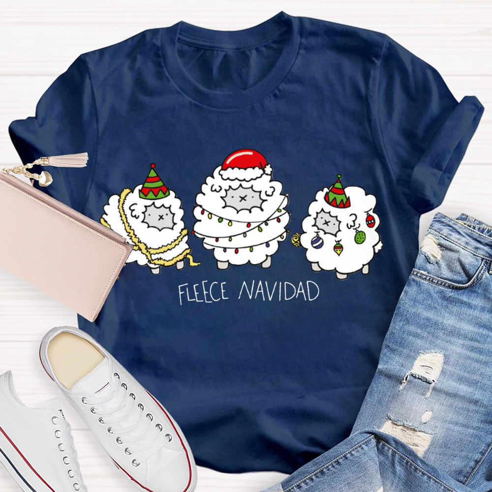 Fleece Navidad Bilingual Teacher Christmas Sheep T-shirt