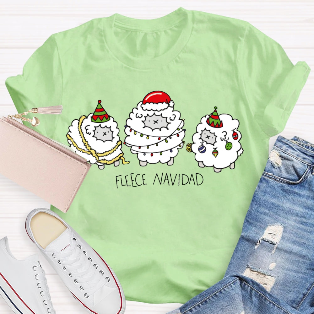 Fleece Navidad Bilingual Teacher Christmas Sheep T-shirt