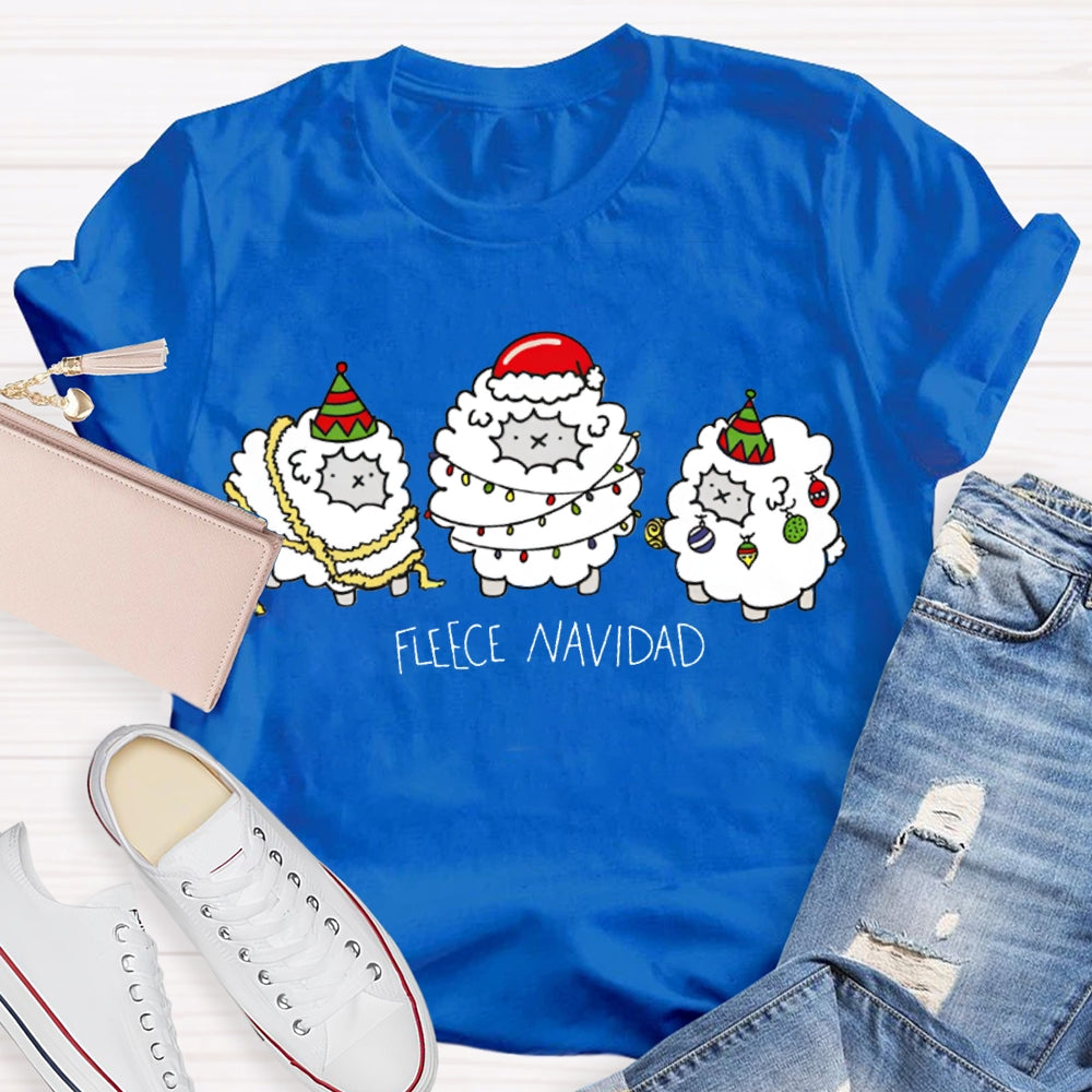 Fleece Navidad Bilingual Teacher Christmas Sheep T-shirt