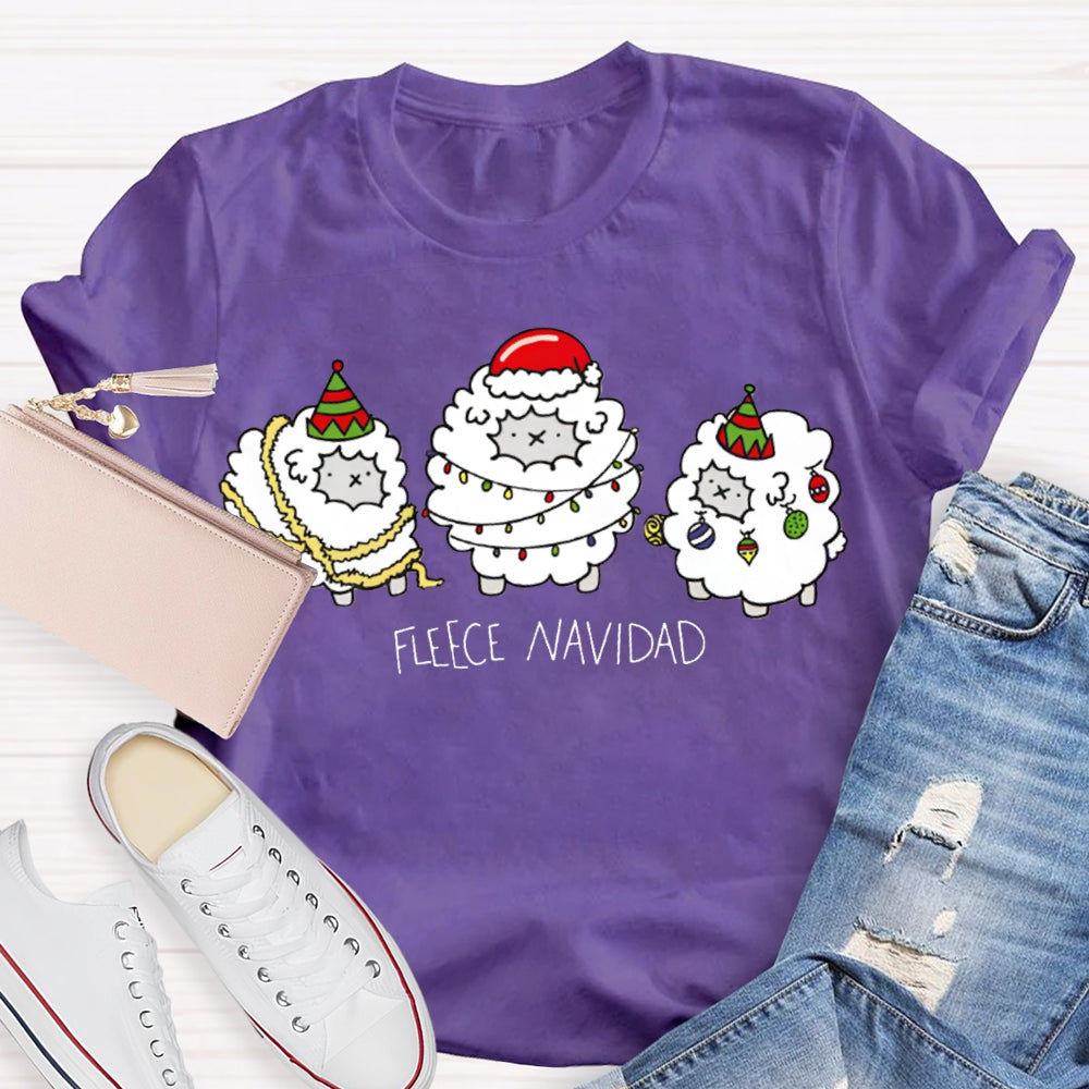 Fleece Navidad Bilingual Teacher Christmas Sheep T-shirt