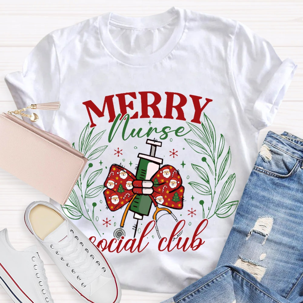 Merry Nurse Social Club Christmas Bow Needle T-shirt