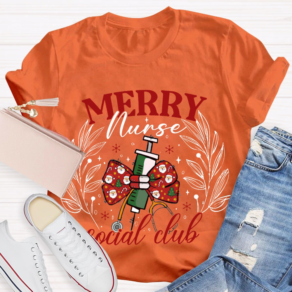 Merry Nurse Social Club Christmas Bow Needle T-shirt