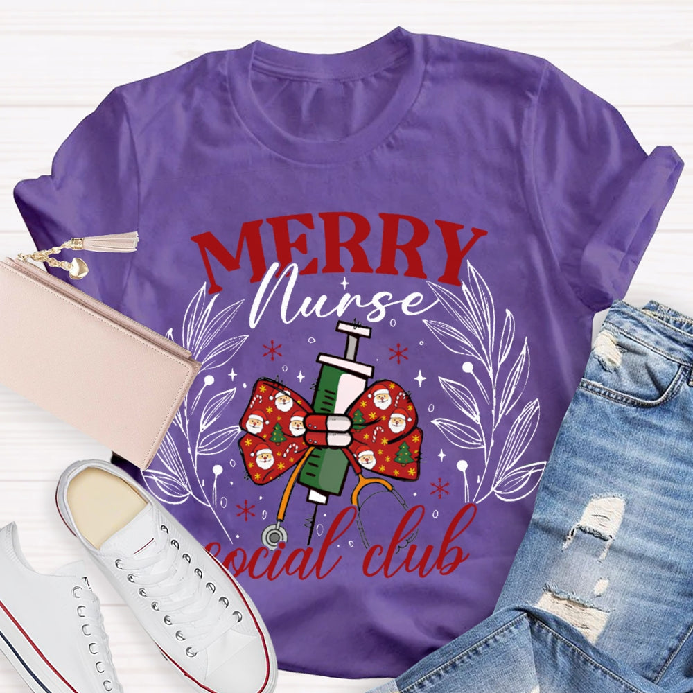 Merry Nurse Social Club Christmas Bow Needle T-shirt
