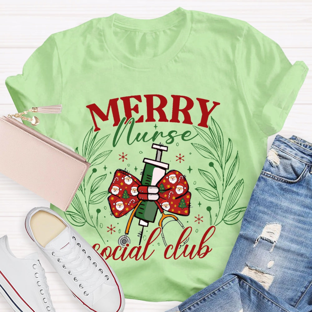 Merry Nurse Social Club Christmas Bow Needle T-shirt