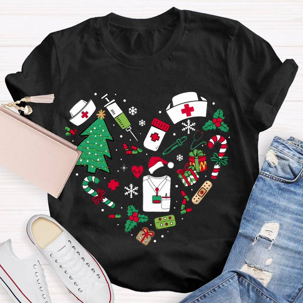 Christmas School Nurse Snowflake Christmas Tree And Christmas Gifts T-shirt