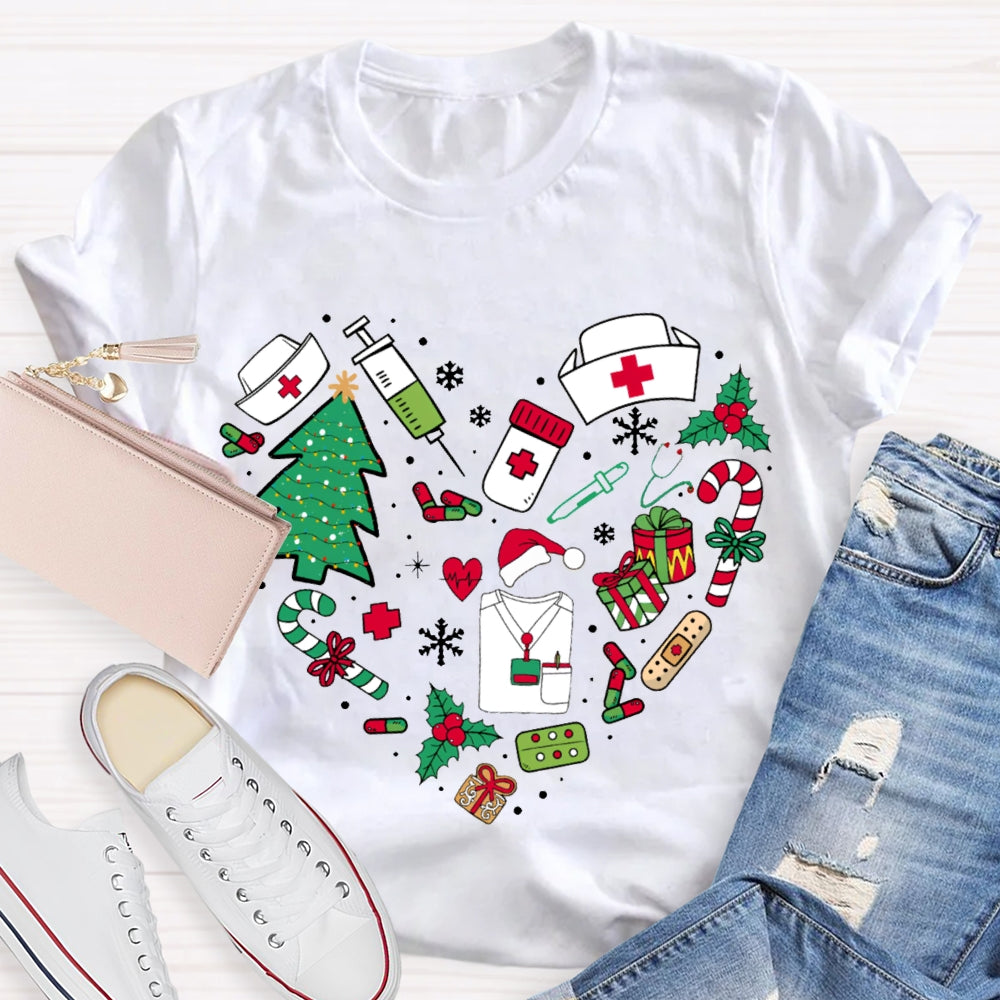 Christmas School Nurse Snowflake Christmas Tree And Christmas Gifts T-shirt