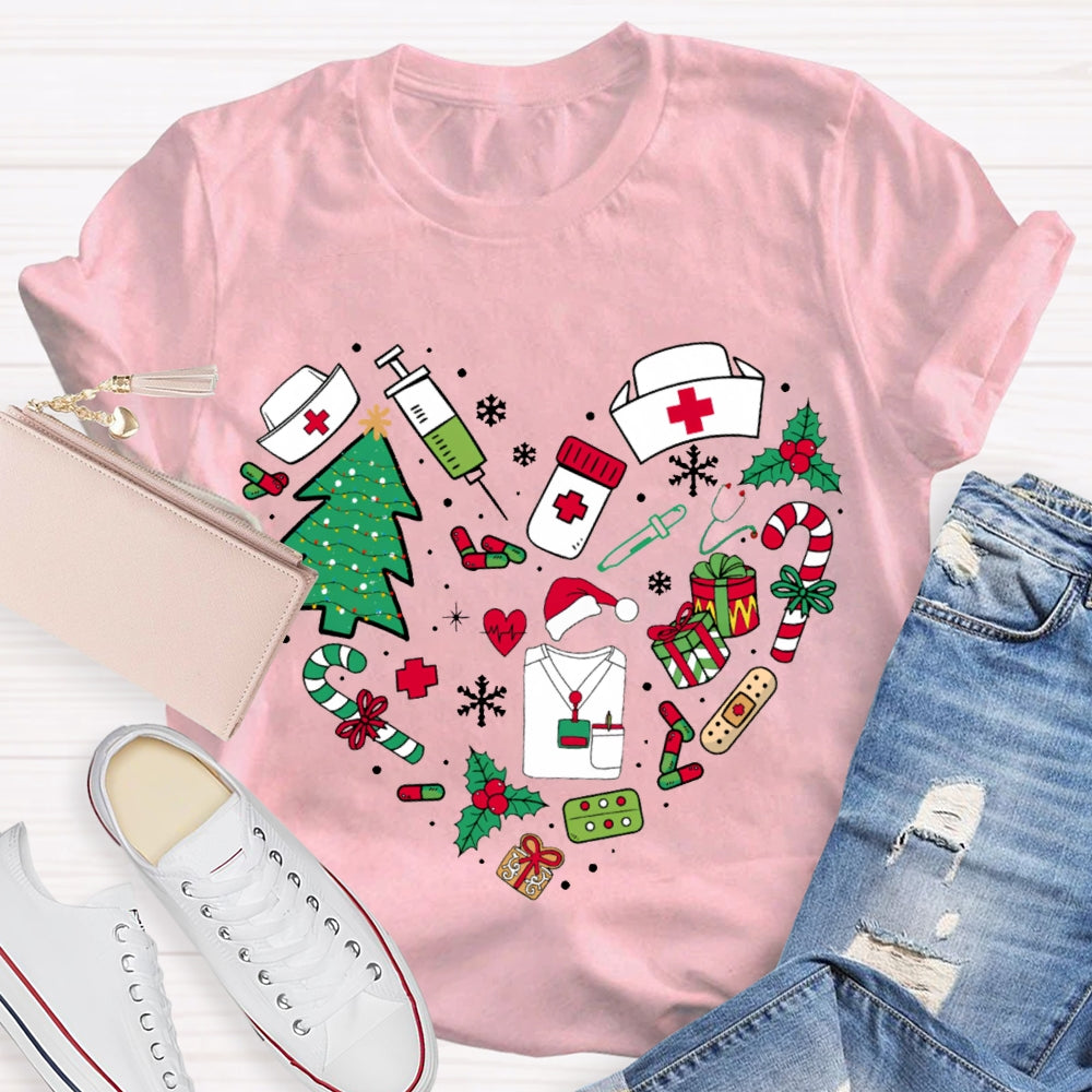 Christmas School Nurse Snowflake Christmas Tree And Christmas Gifts T-shirt