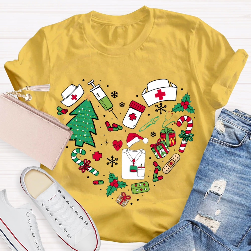 Christmas School Nurse Snowflake Christmas Tree And Christmas Gifts T-shirt