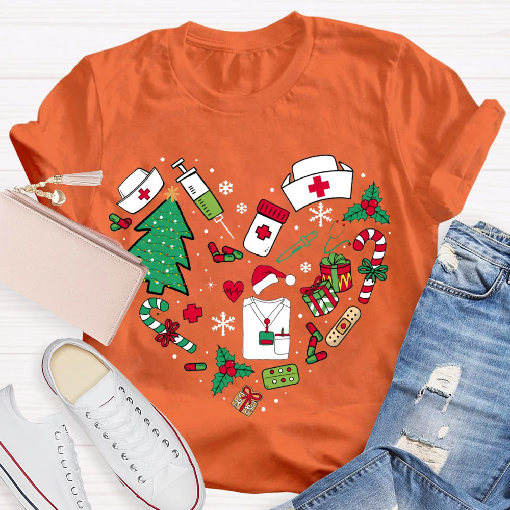 Christmas School Nurse Snowflake Christmas Tree And Christmas Gifts T-shirt