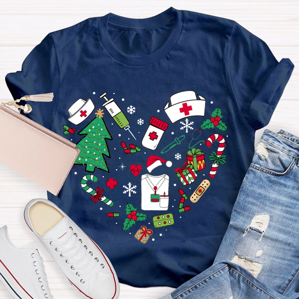 Christmas School Nurse Snowflake Christmas Tree And Christmas Gifts T-shirt