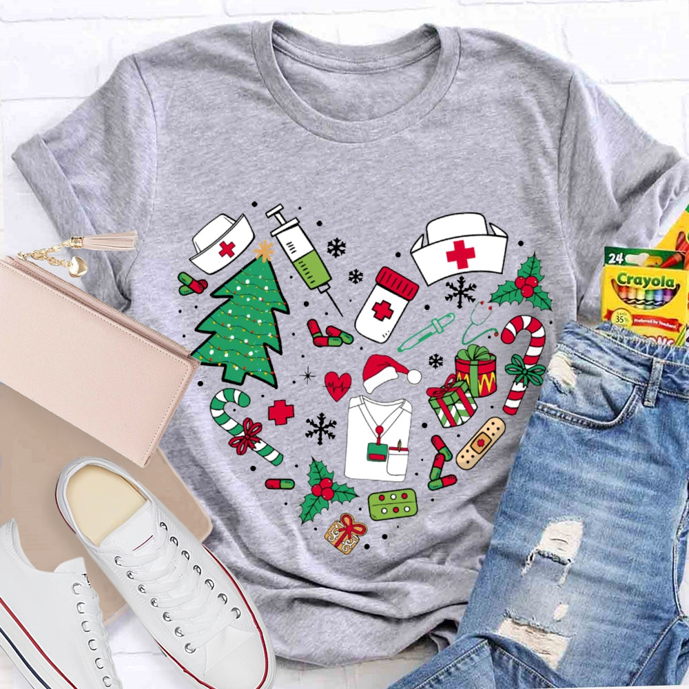 Christmas School Nurse Snowflake Christmas Tree And Christmas Gifts T-shirt