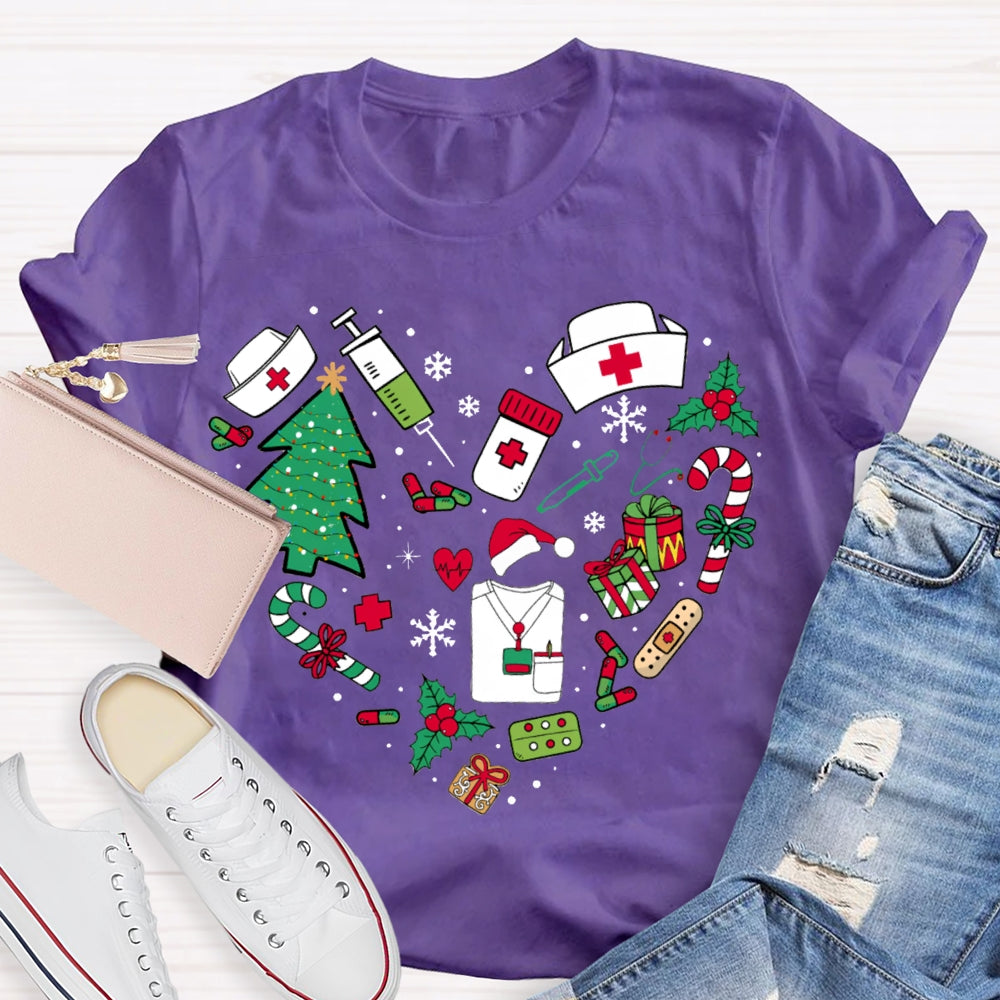 Christmas School Nurse Snowflake Christmas Tree And Christmas Gifts T-shirt