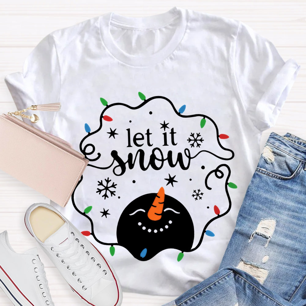 Let It Snow Christmas Lights Snowflakes And Snowmen T-shirt