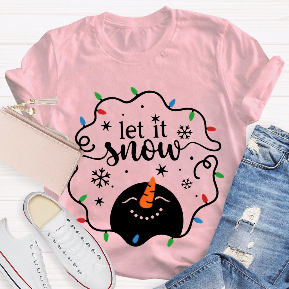 Let It Snow Christmas Lights Snowflakes And Snowmen T-shirt