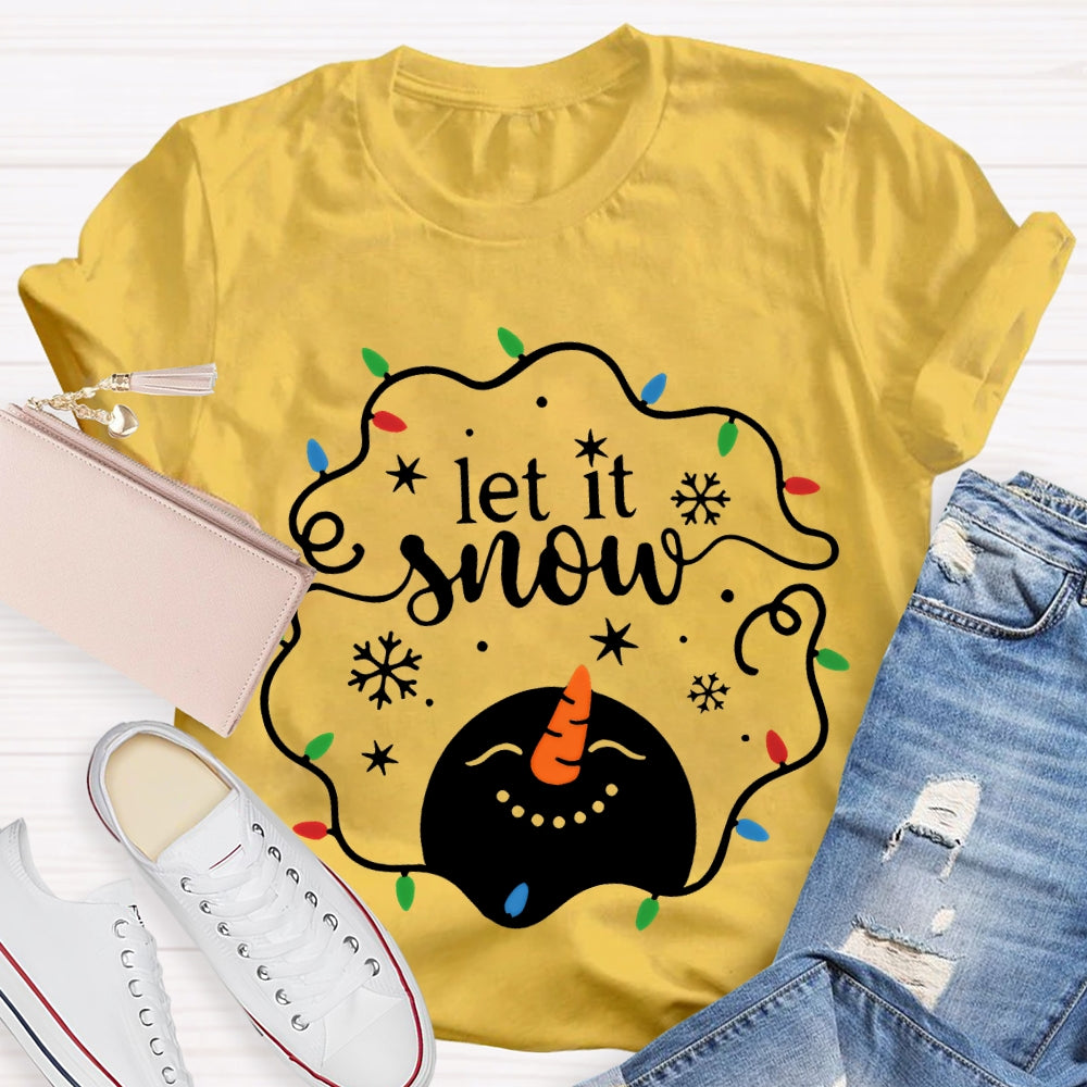 Let It Snow Christmas Lights Snowflakes And Snowmen T-shirt