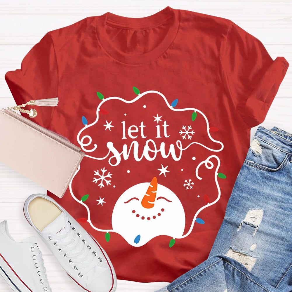Let It Snow Christmas Lights Snowflakes And Snowmen T-shirt