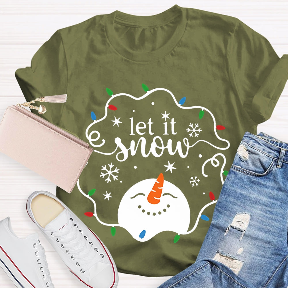 Let It Snow Christmas Lights Snowflakes And Snowmen T-shirt