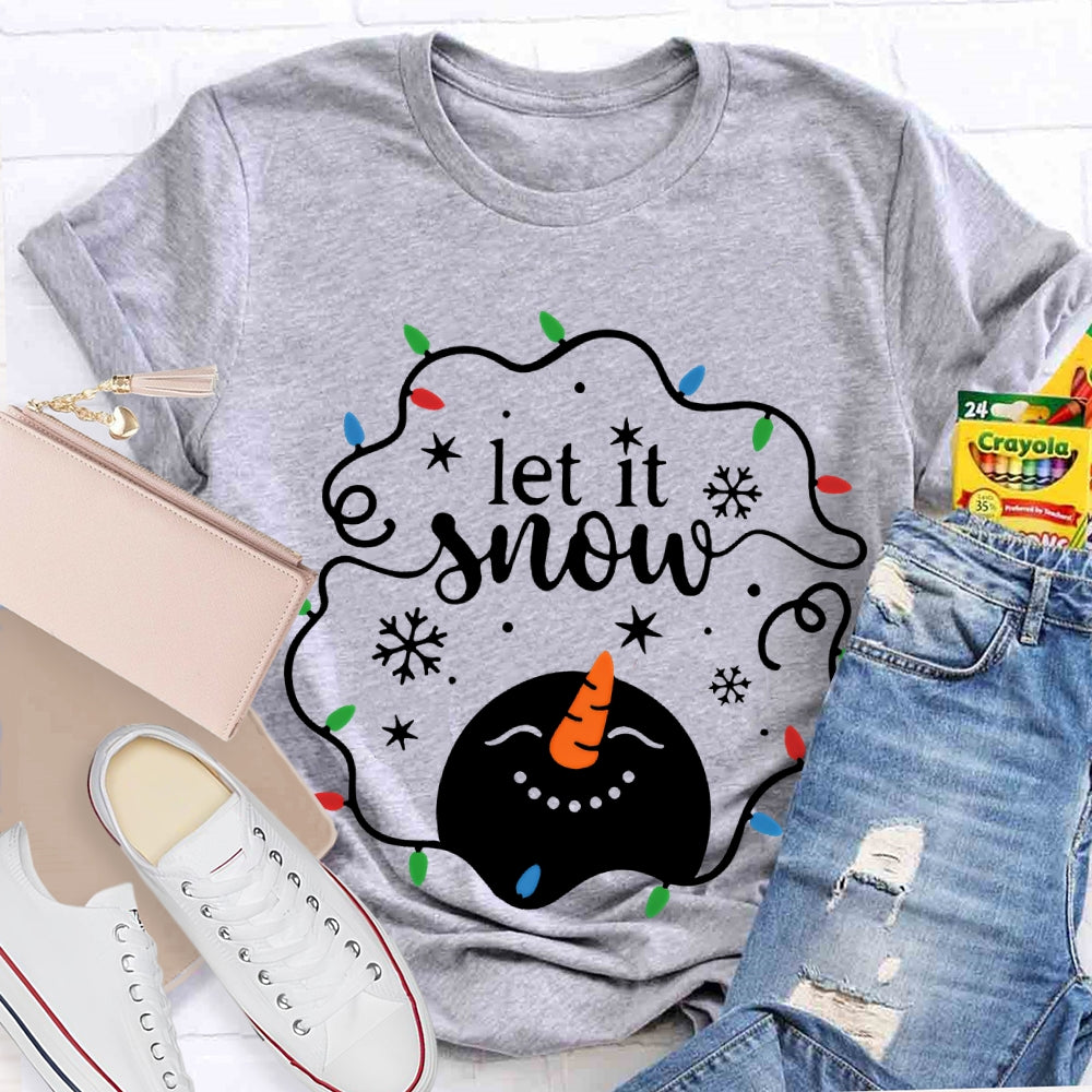 Let It Snow Christmas Lights Snowflakes And Snowmen T-shirt