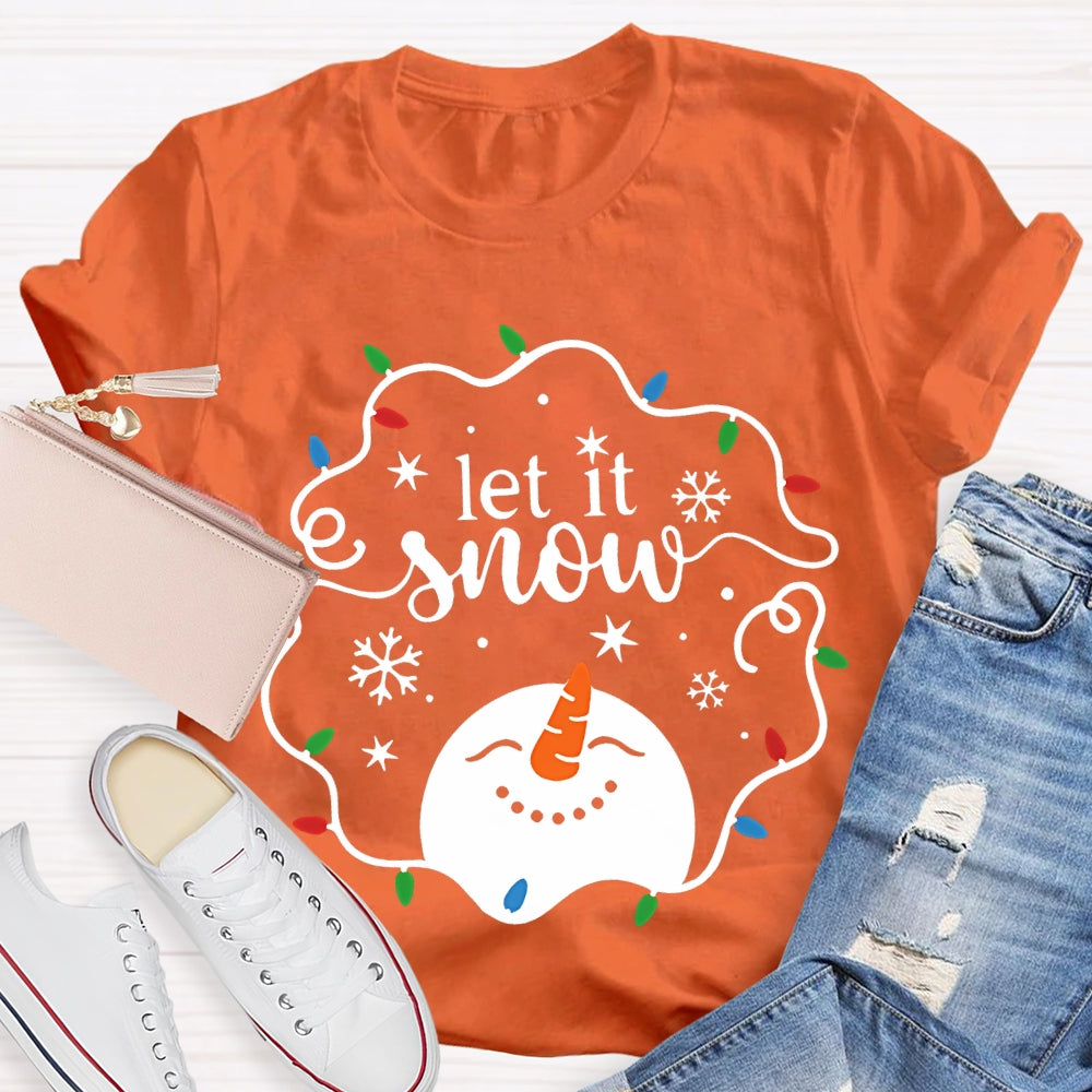 Let It Snow Christmas Lights Snowflakes And Snowmen T-shirt