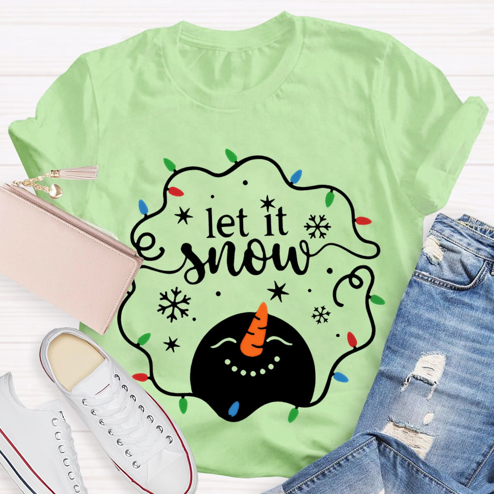 Let It Snow Christmas Lights Snowflakes And Snowmen T-shirt