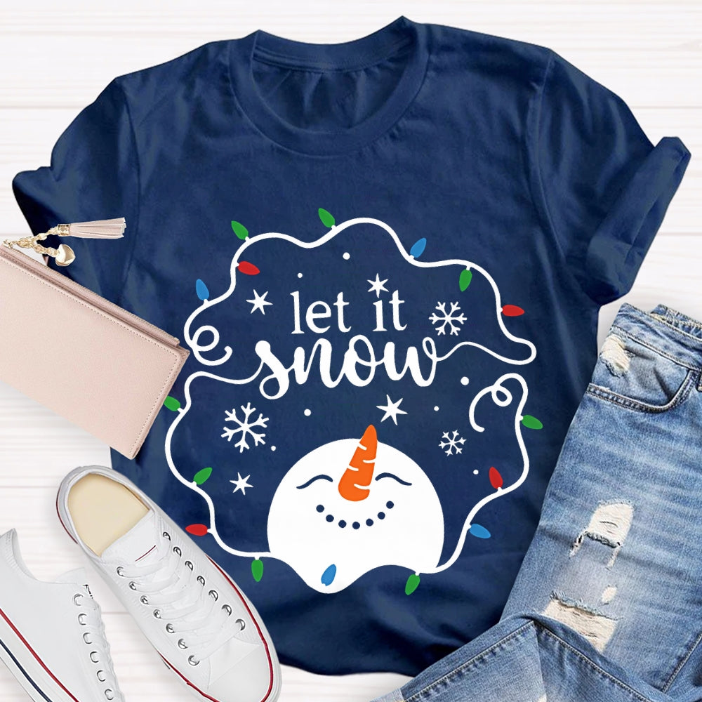 Let It Snow Christmas Lights Snowflakes And Snowmen T-shirt