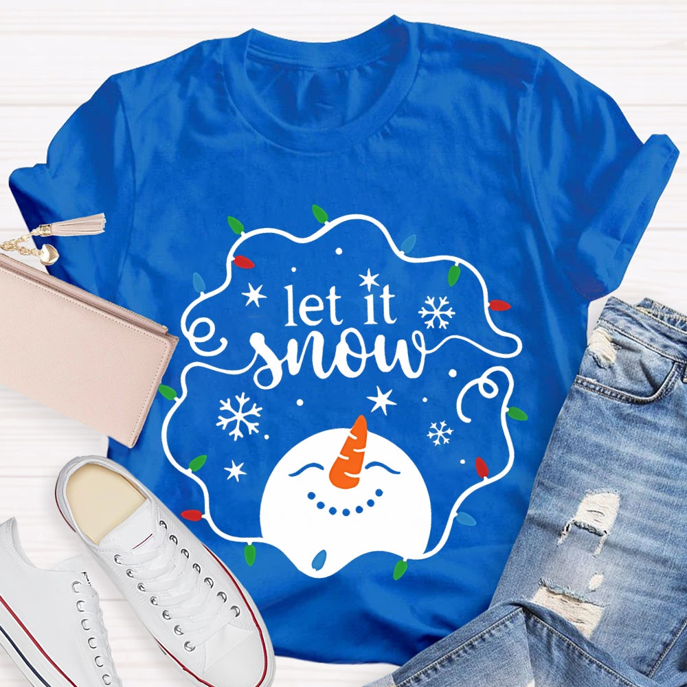 Let It Snow Christmas Lights Snowflakes And Snowmen T-shirt