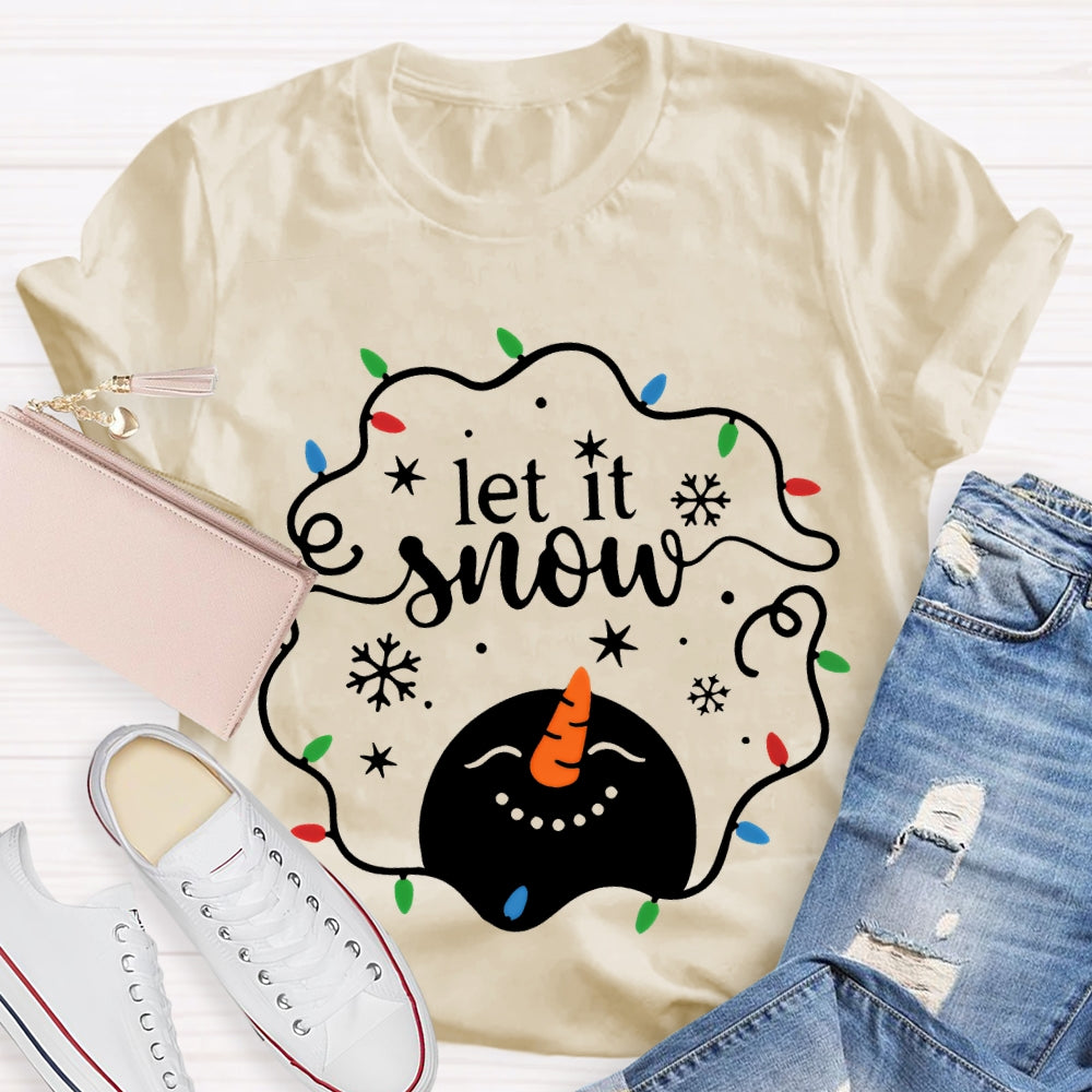 Let It Snow Christmas Lights Snowflakes And Snowmen T-shirt