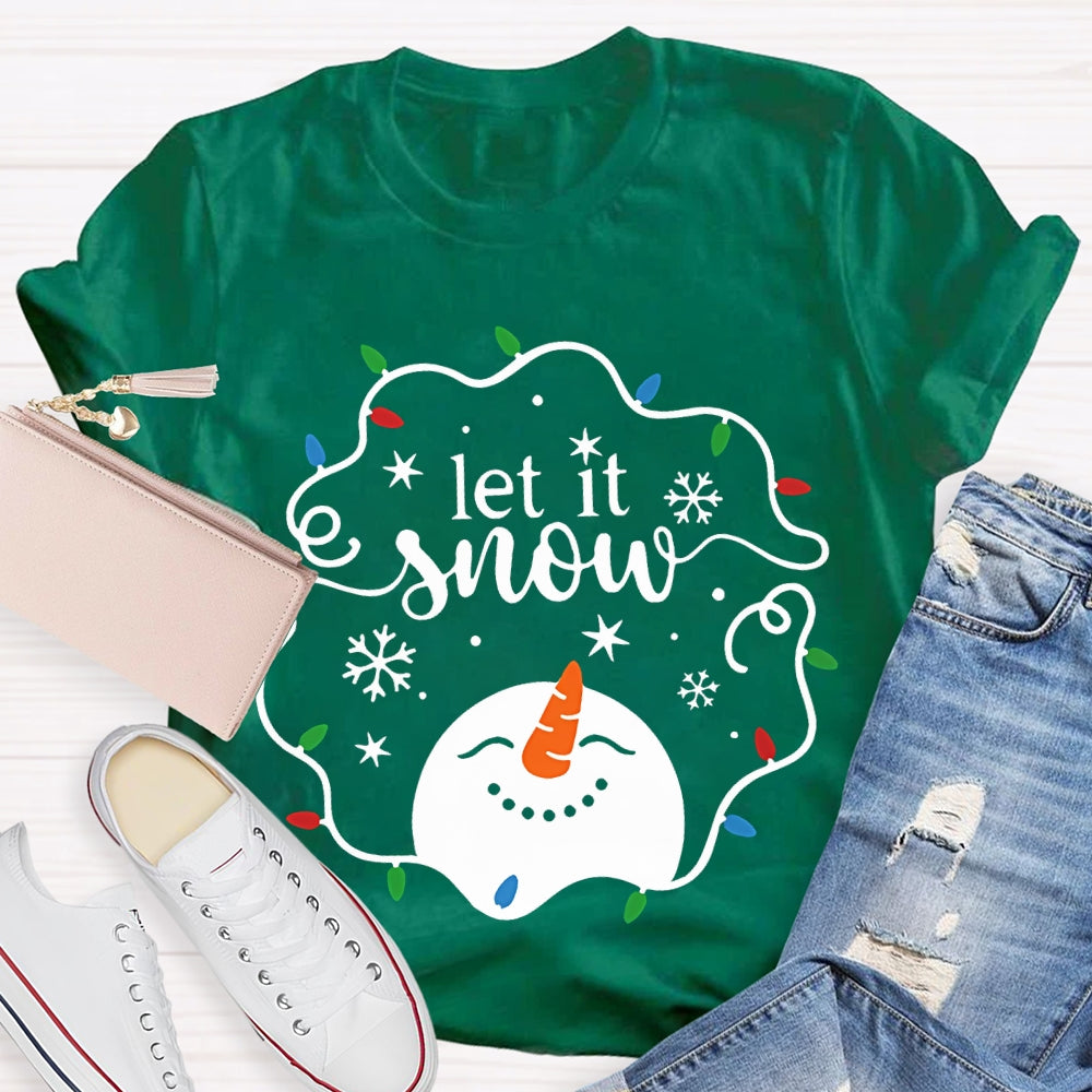 Let It Snow Christmas Lights Snowflakes And Snowmen T-shirt