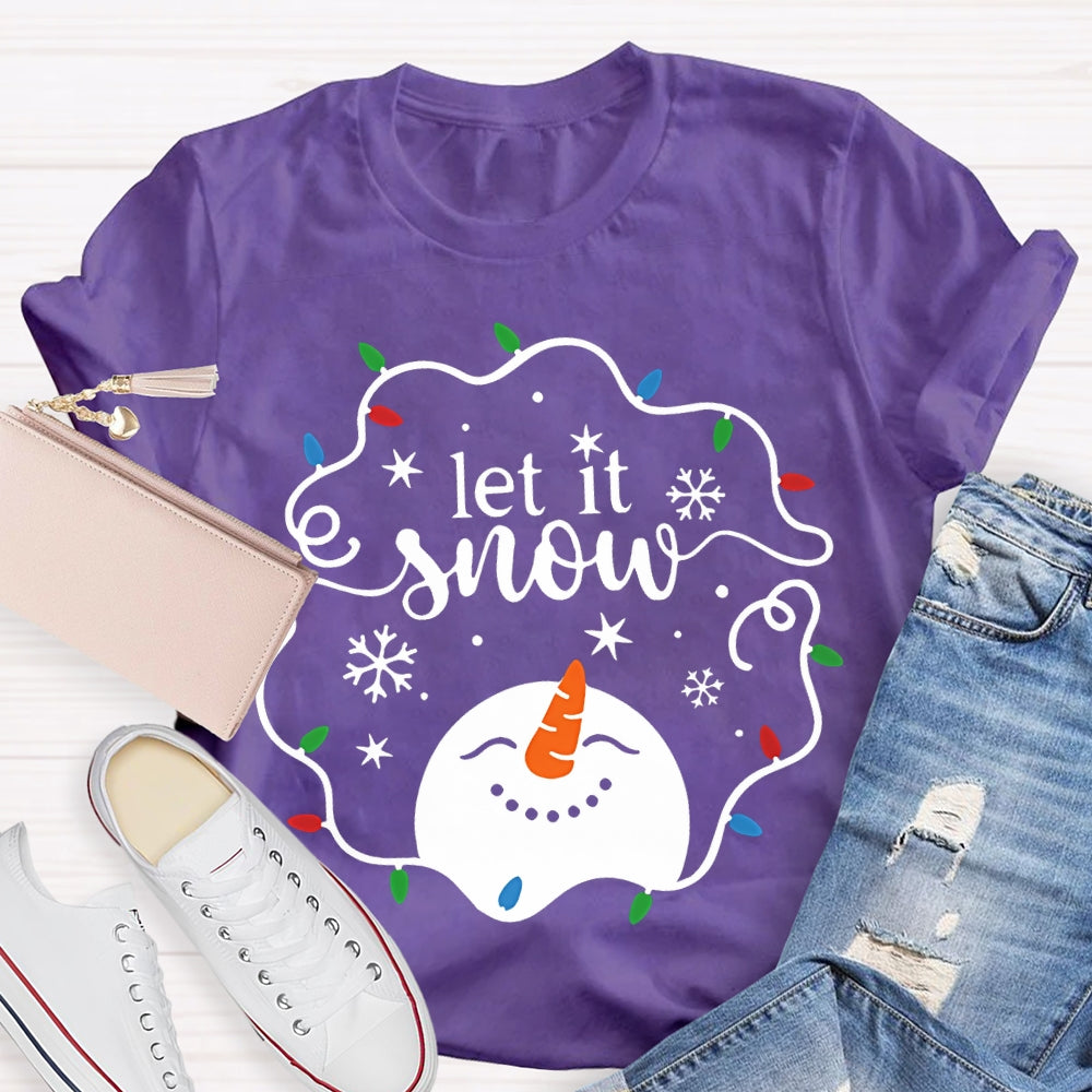 Let It Snow Christmas Lights Snowflakes And Snowmen T-shirt