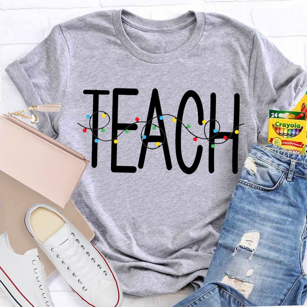Teach Christmas Lights Christmas Vibes T-shirt
