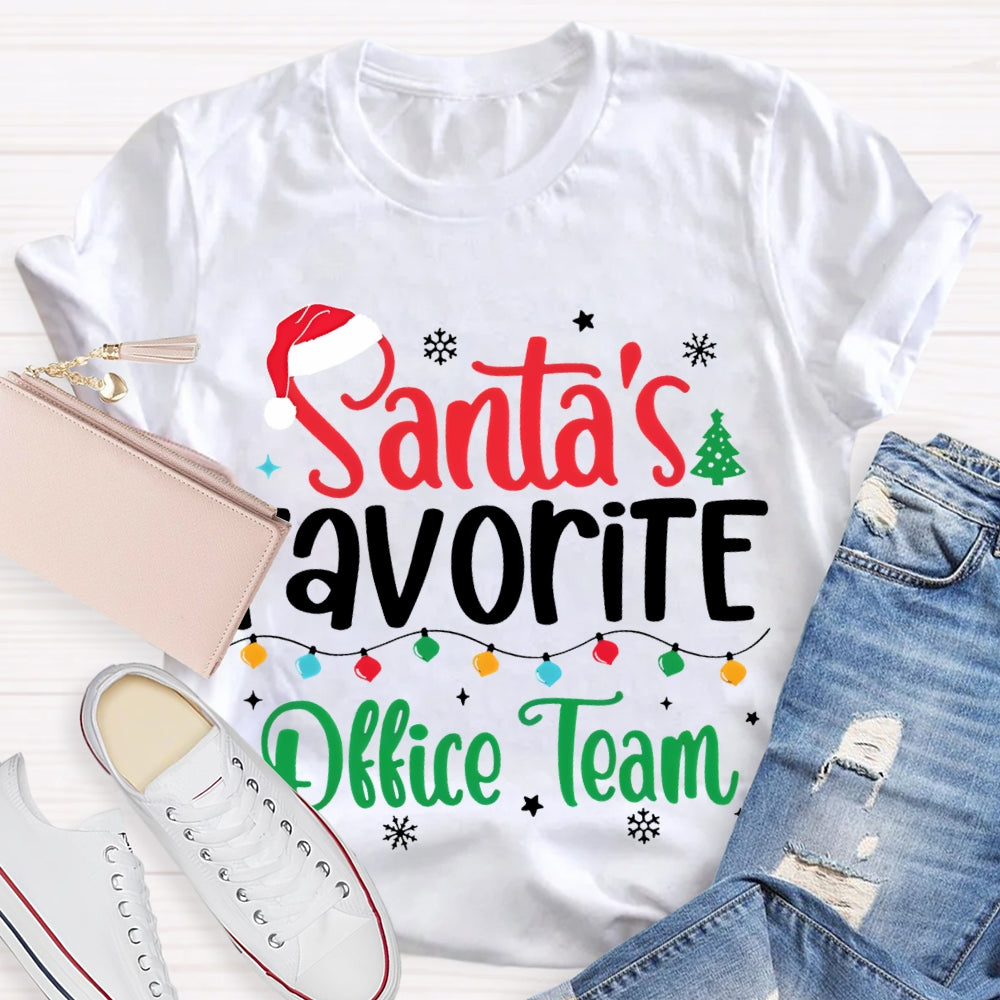 Santa'S Favorite Office Team Christmas Lights And Snowflakes T-shirt