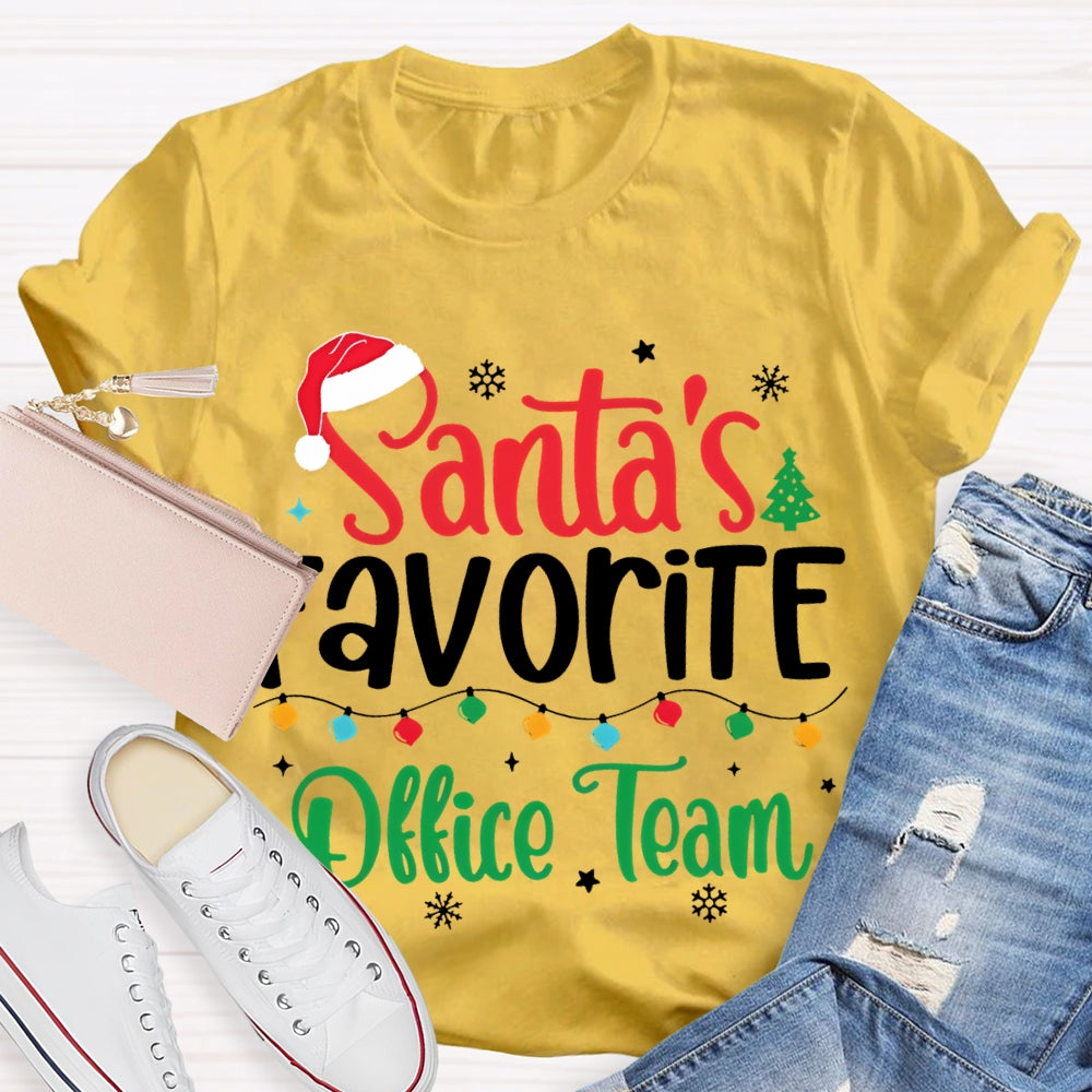 Santa'S Favorite Office Team Christmas Lights And Snowflakes T-shirt