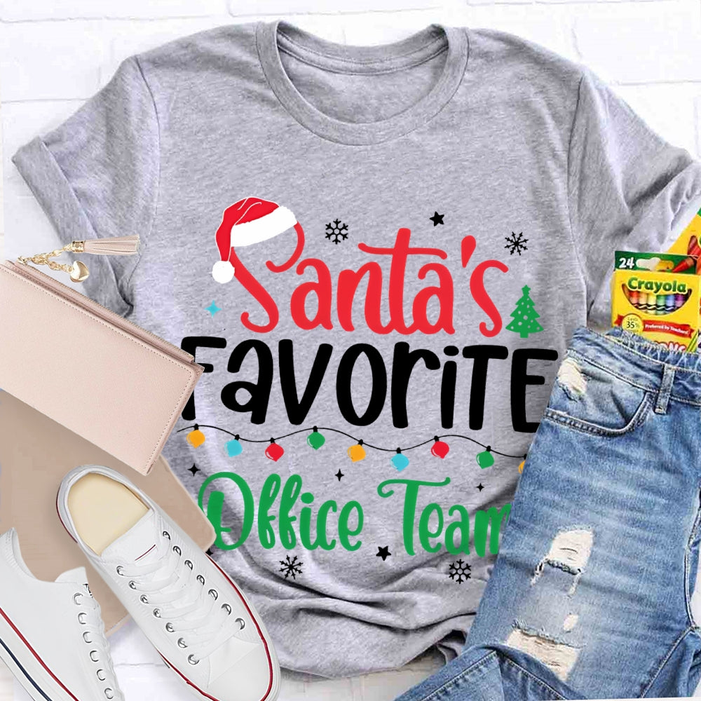 Santa'S Favorite Office Team Christmas Lights And Snowflakes T-shirt