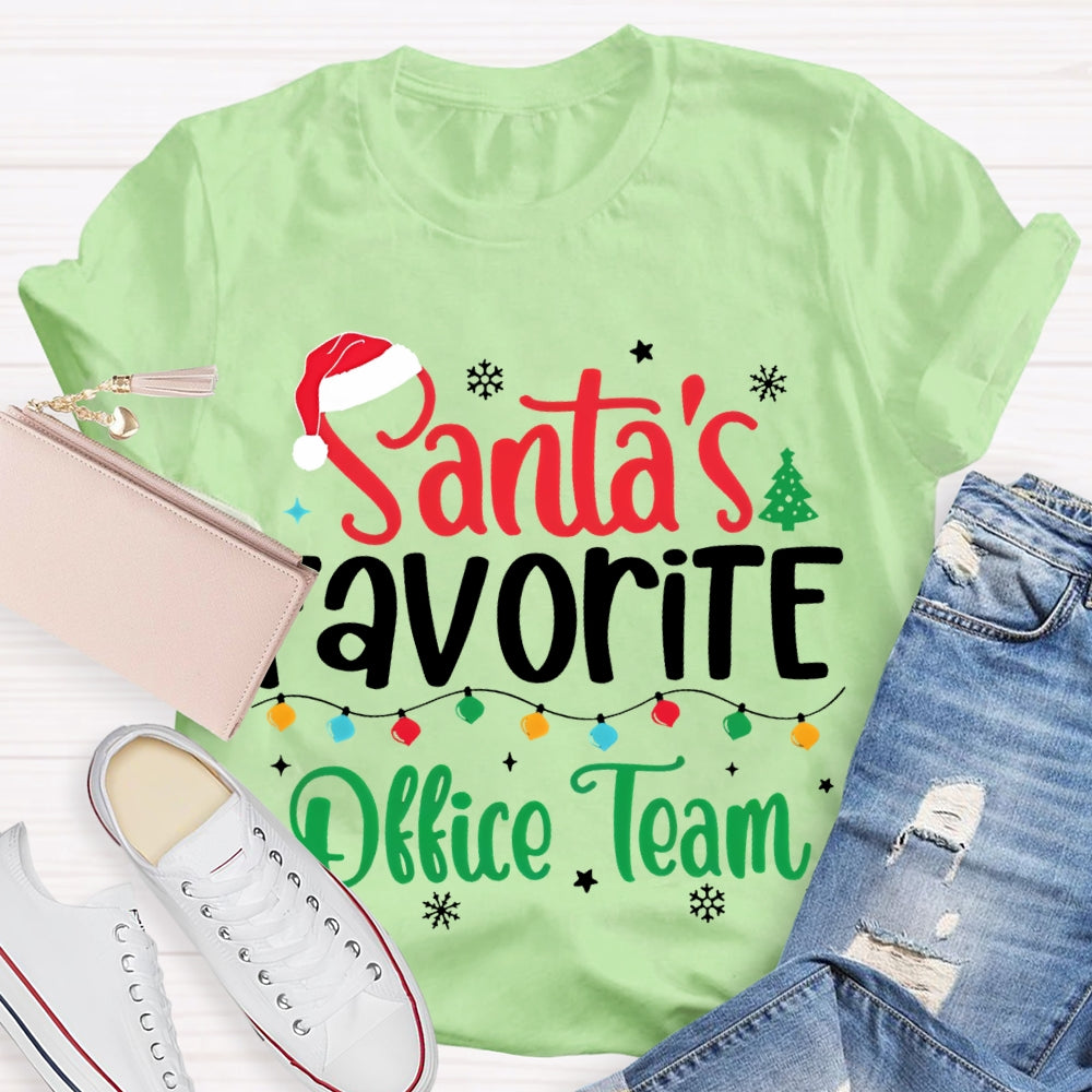 Santa'S Favorite Office Team Christmas Lights And Snowflakes T-shirt