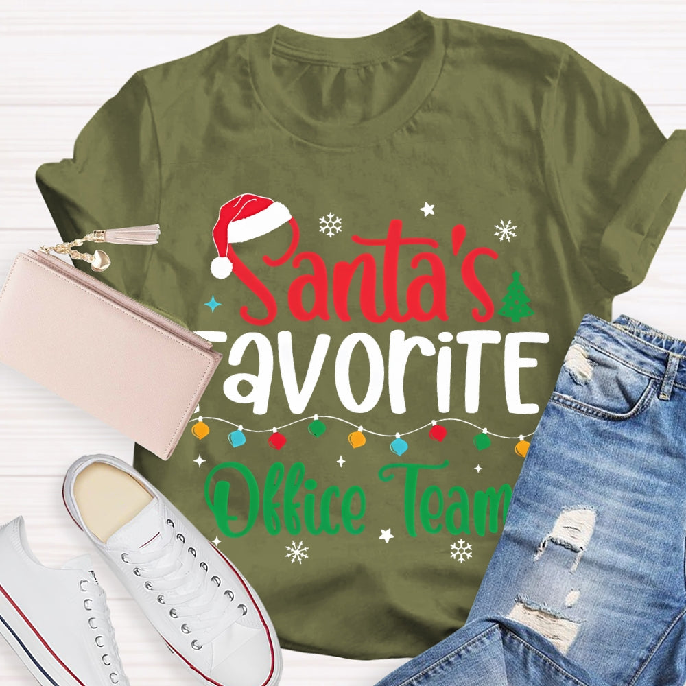 Santa'S Favorite Office Team Christmas Lights And Snowflakes T-shirt