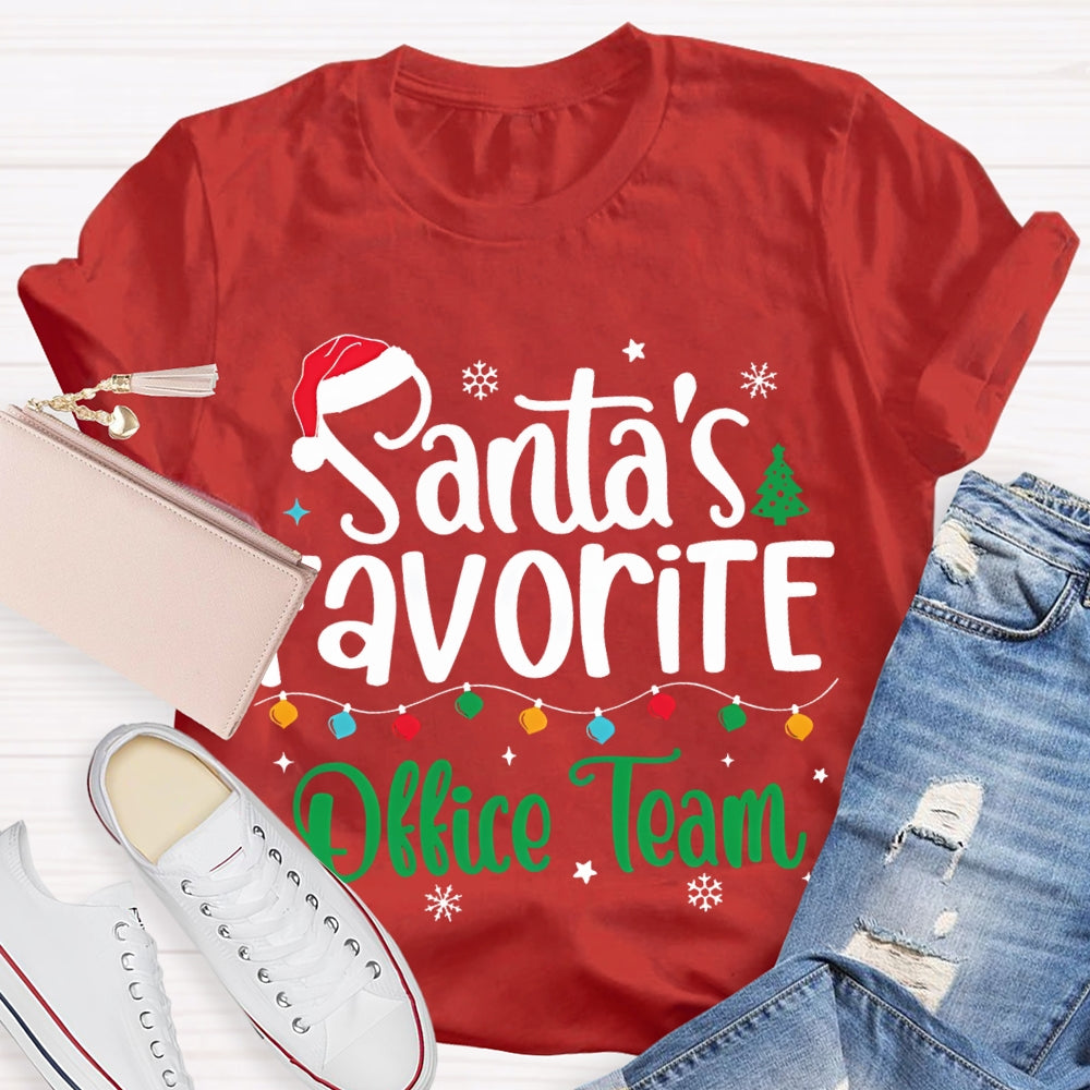 Santa'S Favorite Office Team Christmas Lights And Snowflakes T-shirt