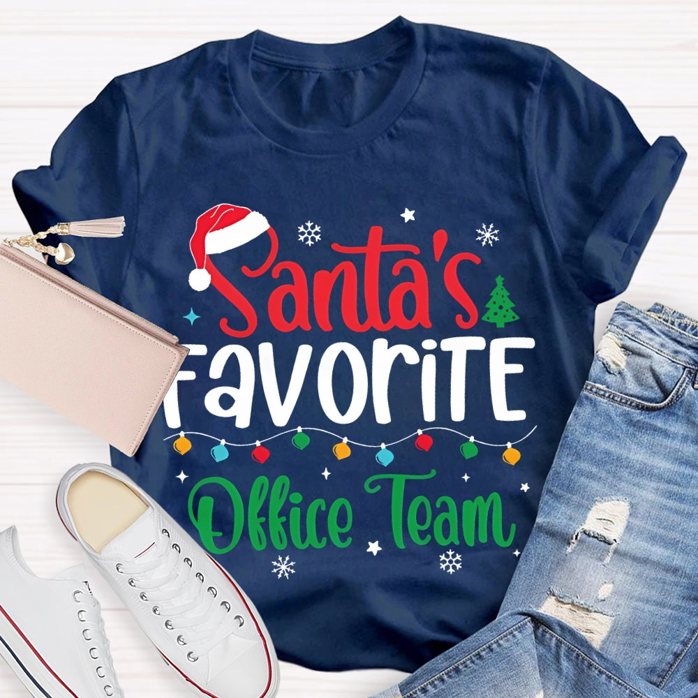 Santa'S Favorite Office Team Christmas Lights And Snowflakes T-shirt
