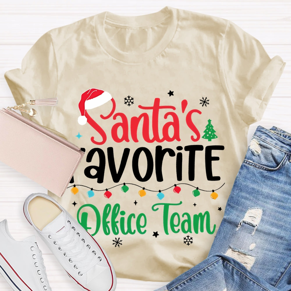 Santa'S Favorite Office Team Christmas Lights And Snowflakes T-shirt