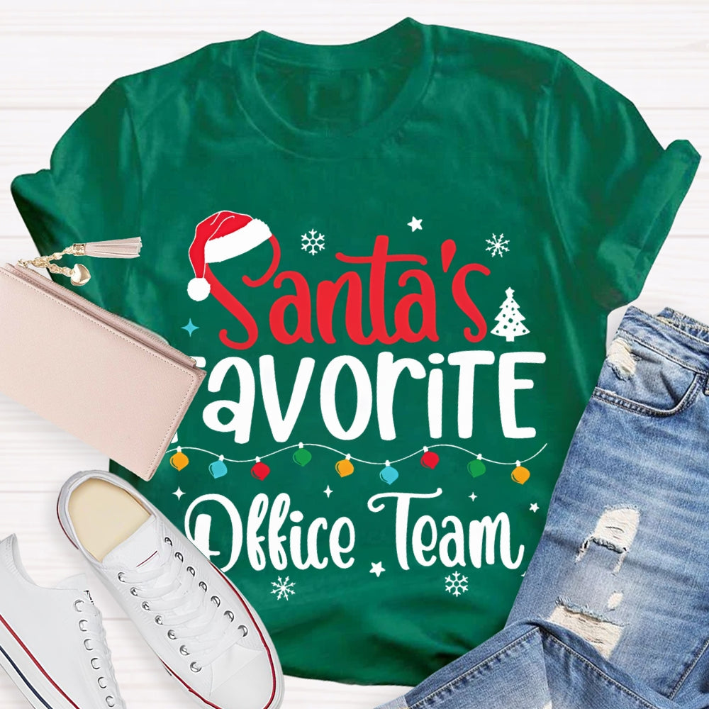 Santa'S Favorite Office Team Christmas Lights And Snowflakes T-shirt