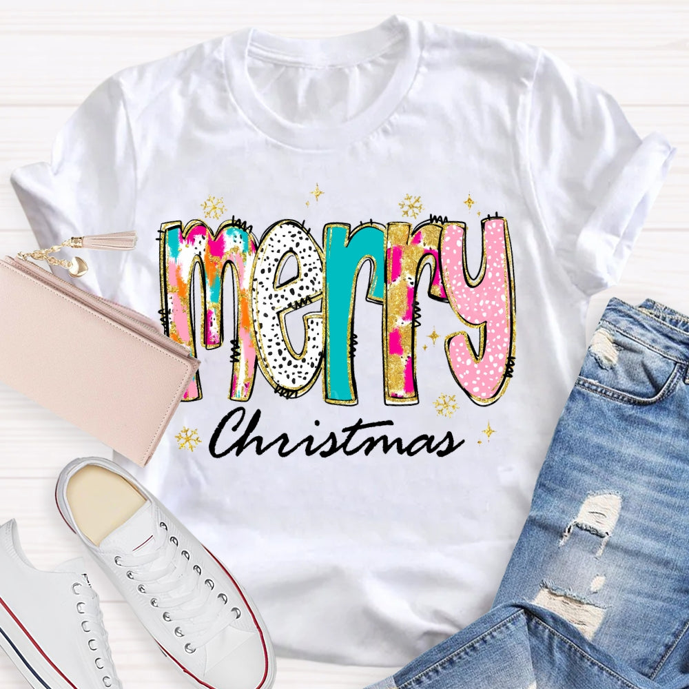 Merry Christmas Color And Gradient Fonts T-shirt