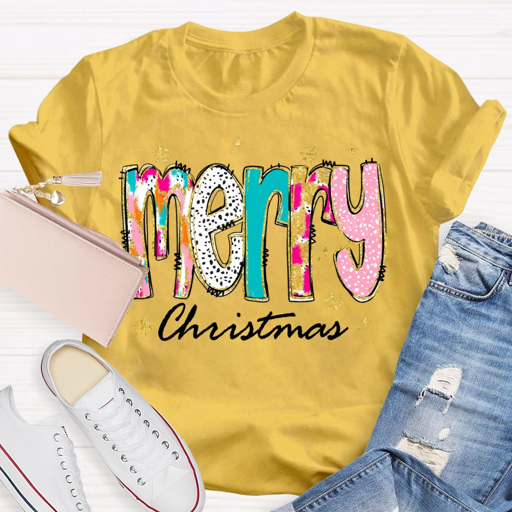 Merry Christmas Color And Gradient Fonts T-shirt