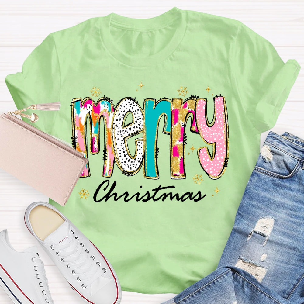Merry Christmas Color And Gradient Fonts T-shirt